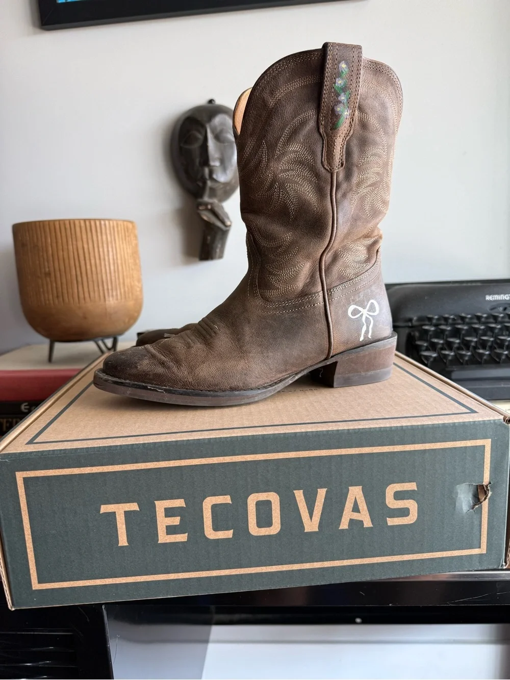 GIRLS Tecovas Brown Leather Western Boots